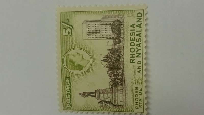 Rhodes Statue - Rhodesia and Nyasaland Postage 5/-